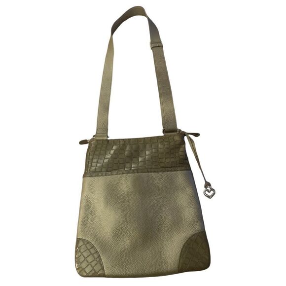 Brighton Gold Tone Leather Shoulder Bag Faux Croc Embossed Crossbody - Picture 6 of 16